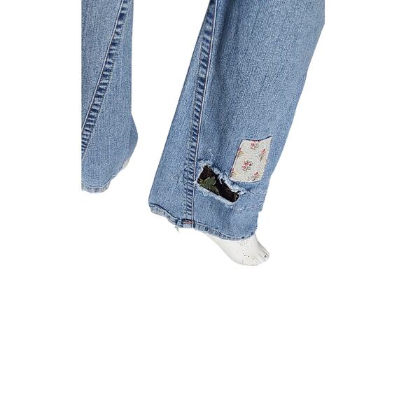 CACHE Distressed Boho Hippie Patch Boot Flare Jeans Size 10 - Picture 7 of 8